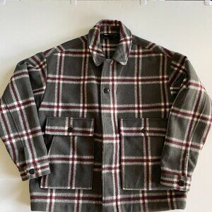 ASOS DESIGN Grey Check Wool Harrington Jacket - Men's Medium